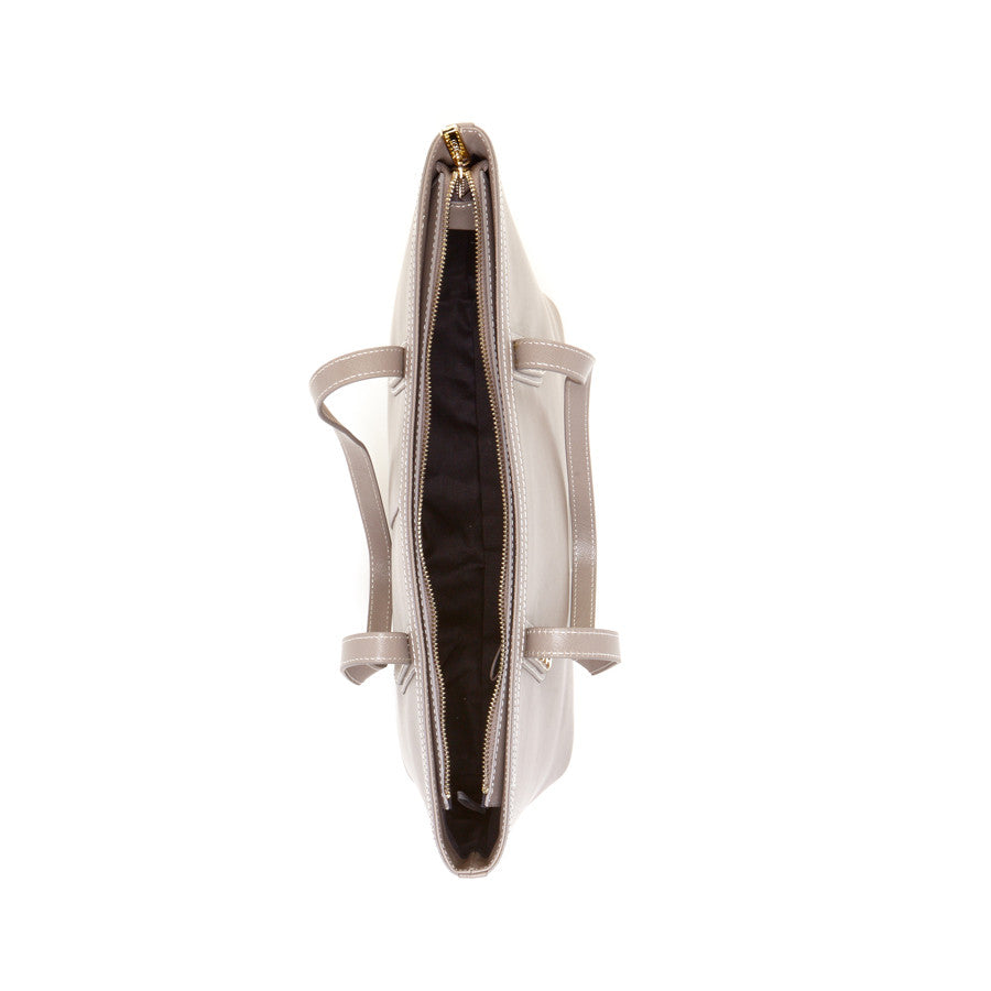 SUSU Ludlow dark dune leather bag interior showing black lining and zippered pocket