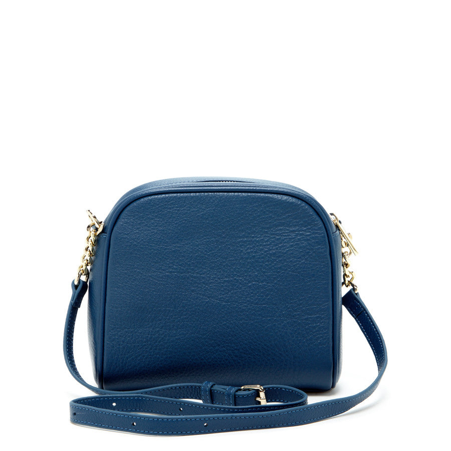 Women's Off White Blue Leather Small Crossbody Bag - SUSU Chain Strap Purse - Diazza
