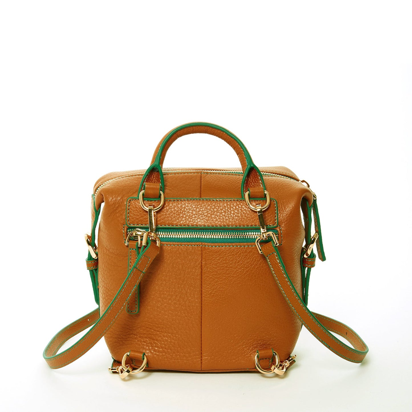 SUSU Brown Leather Backpack Purse for Women Convertible Crossbody Bag Medium Size with Front and Back Pockets - Diazza