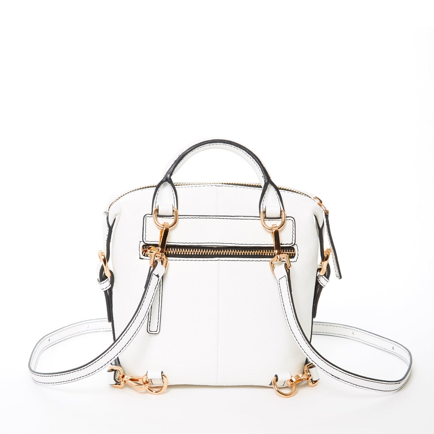 Women's White Leather Convertible Backpack - SUSU Ashley Medium Purse with Pockets - Diazza