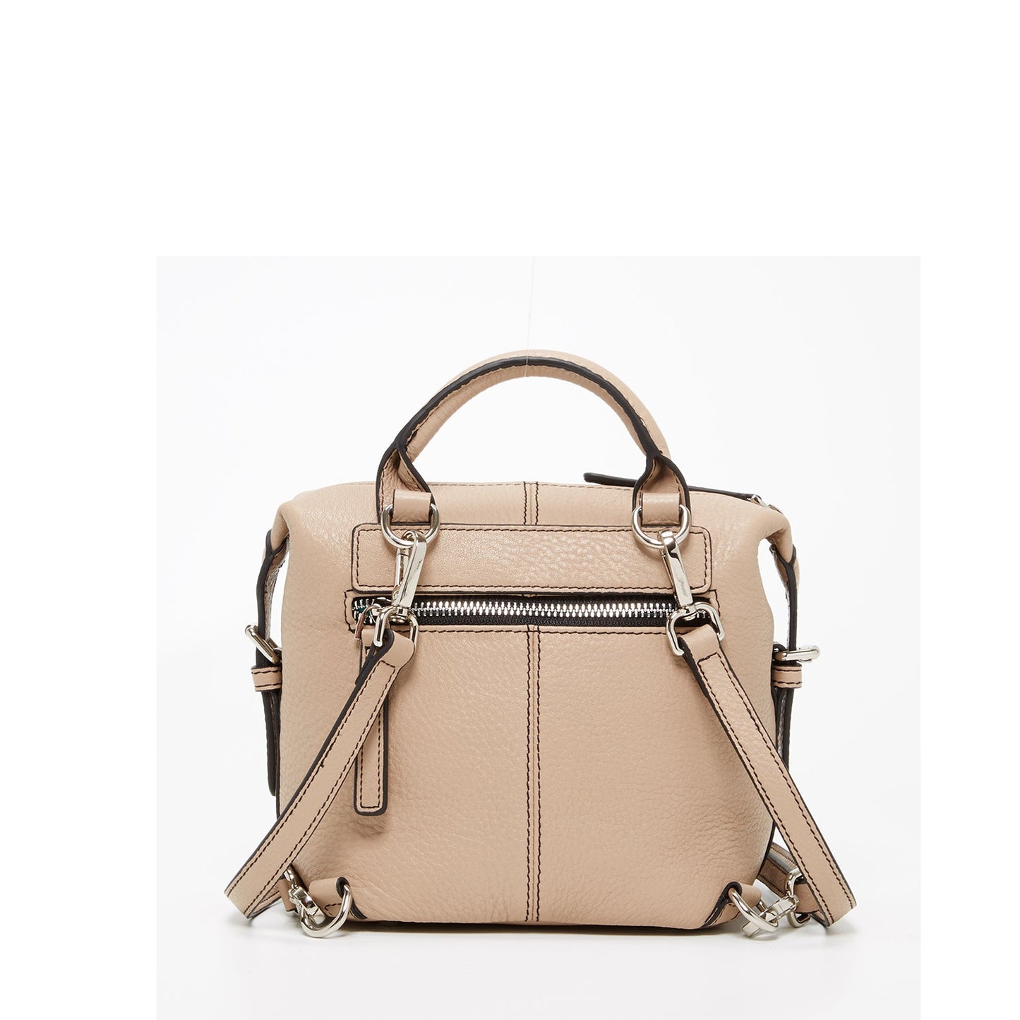 Women's Beige Leather Convertible Backpack - SUSU Ashley Medium with Pockets - Diazza
