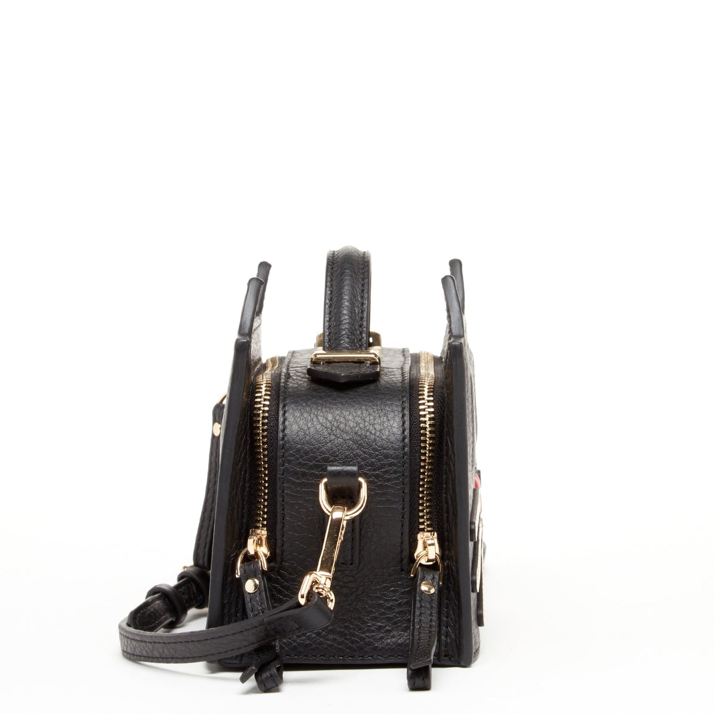 Women's Black Leather Cat Bag - SUSU Crossbody Purse with Cat Design - Diazza