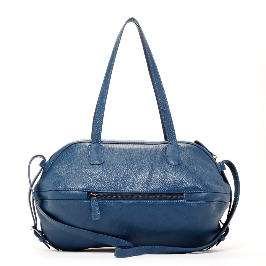 Women's Blue Leather Satchel Bag - SUSU Catherine Large Shoulder Purse - Diazza