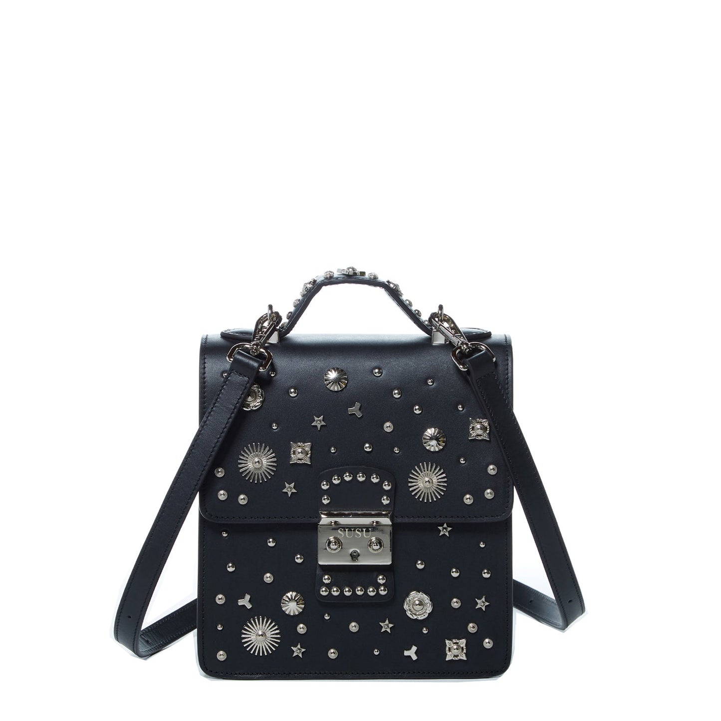 Women's Black Leather Convertible Backpack - SUSU Hollywood 3-in-1 Crossbody Purse - Diazza