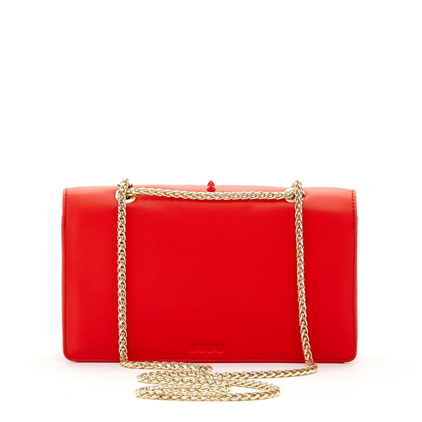Women's Red Leather Chain Shoulder Bag - SUSU Josie Medium Crossbody Purse - Diazza