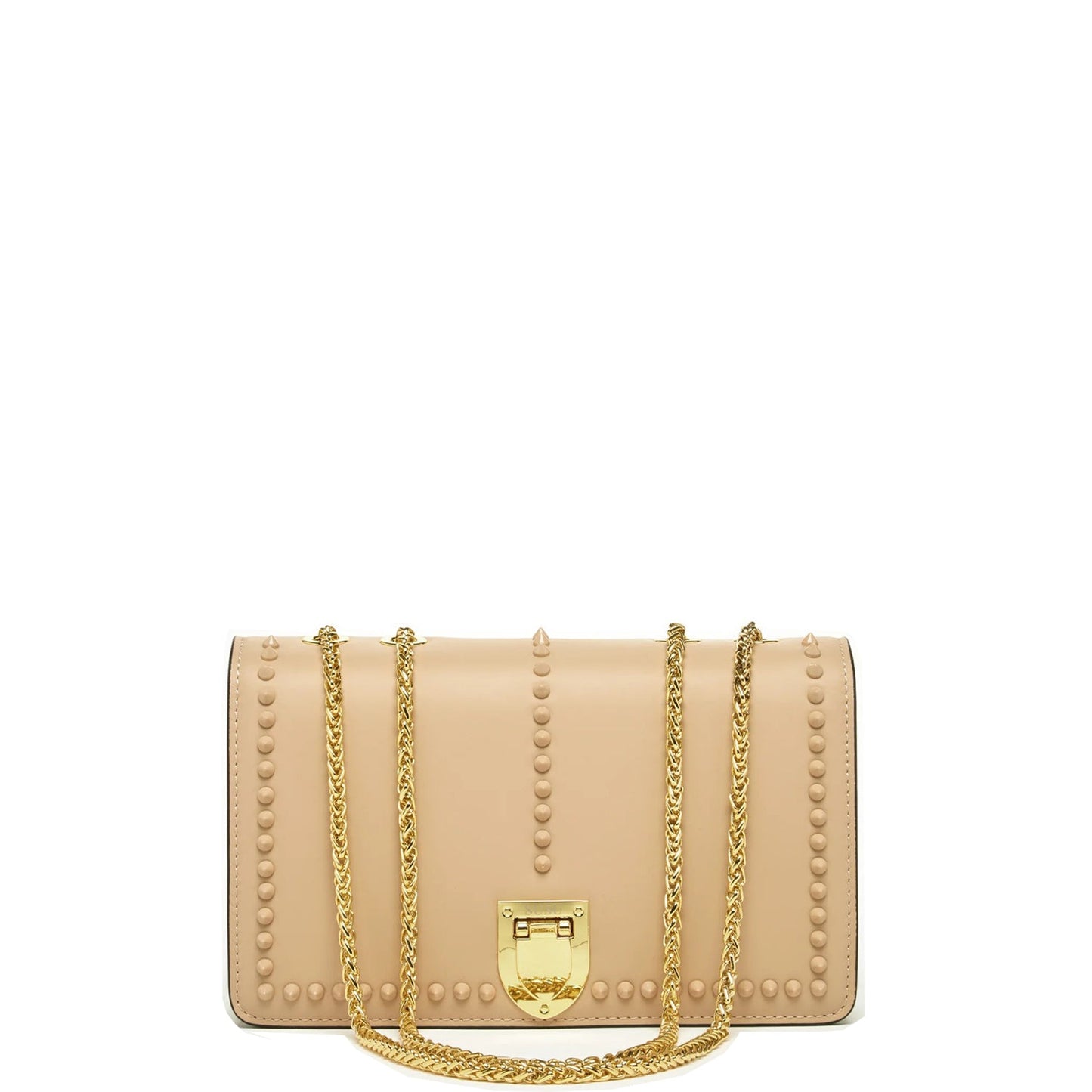Women's Beige Leather Chain Shoulder Bag - SUSU Josie Medium Crossbody Purse - Diazza