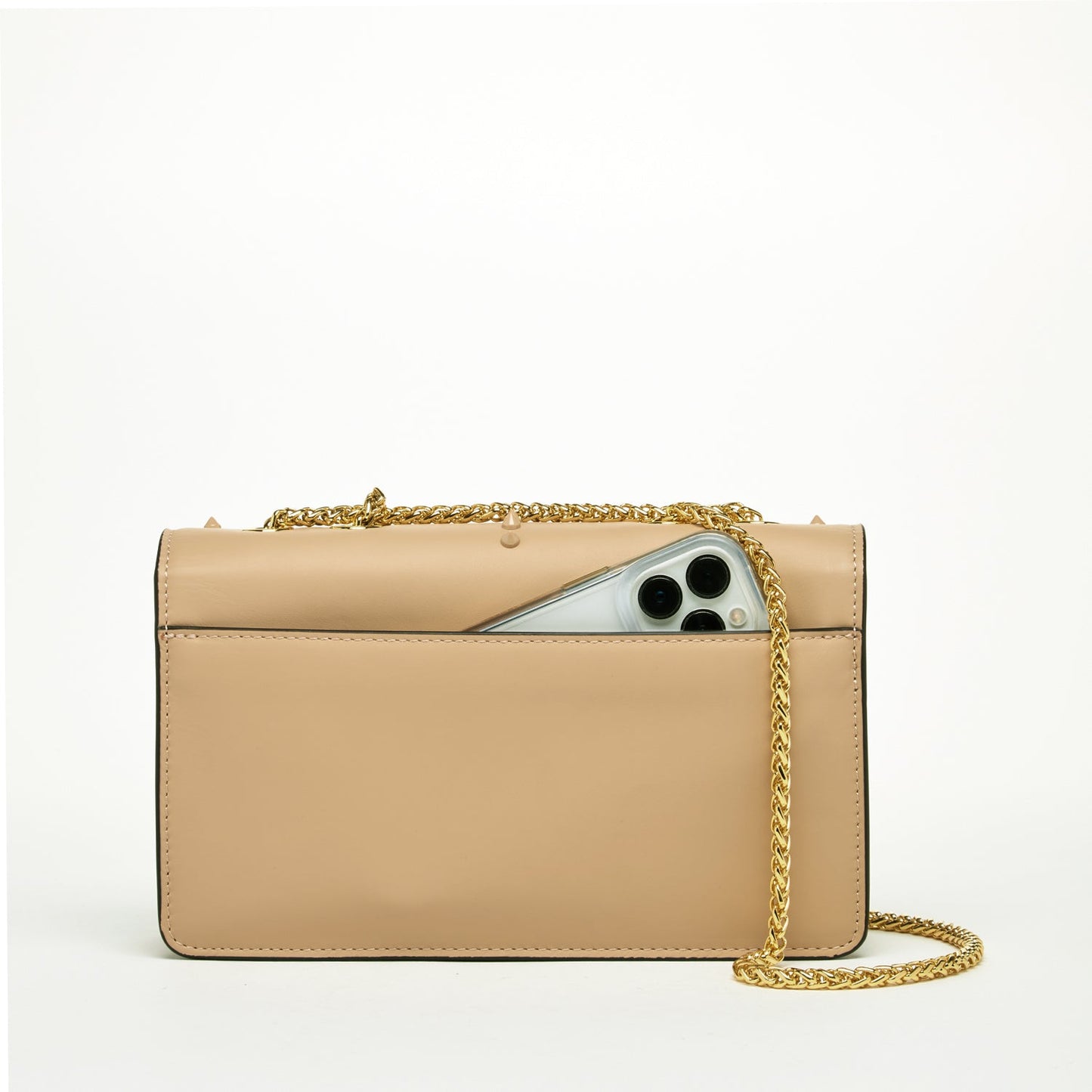 Women's Beige Leather Chain Shoulder Bag - SUSU Josie Medium Crossbody Purse - Diazza