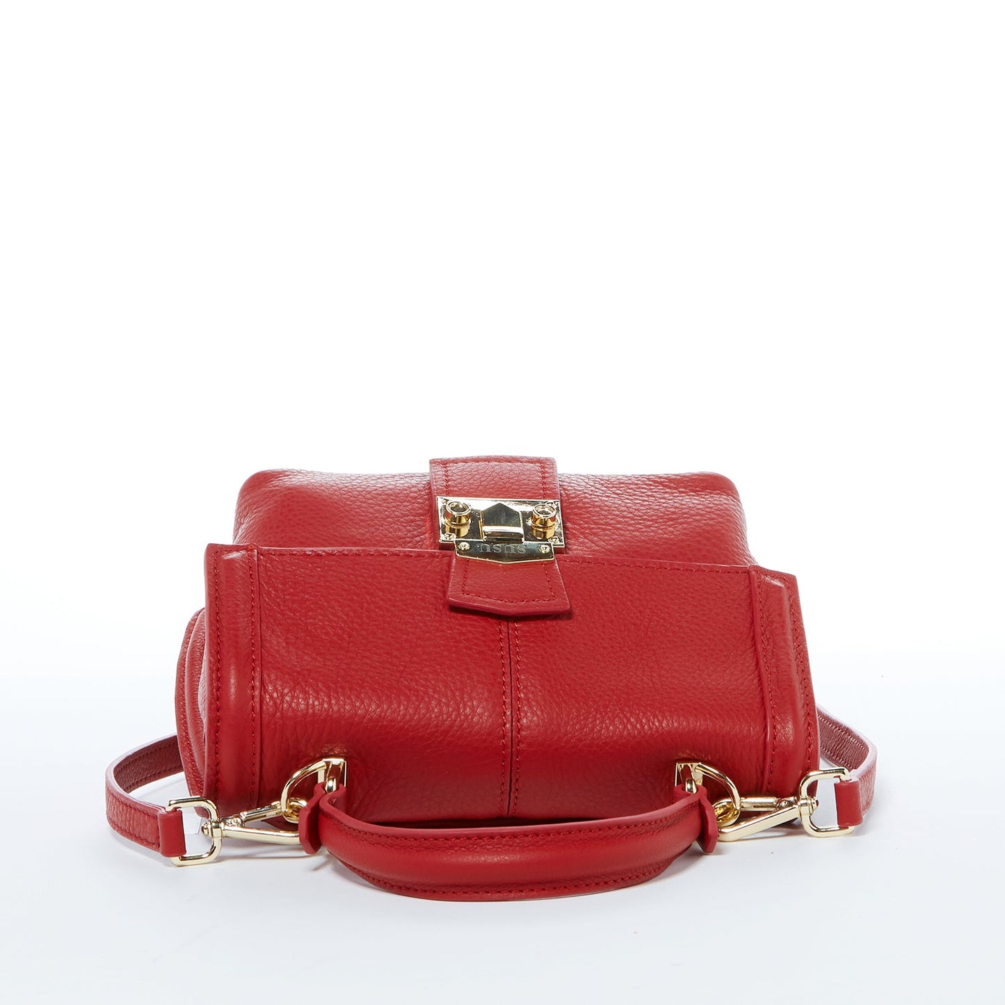 Women's Red Leather Convertible Backpack - SUSU Linda Crossbody Purse - Diazza