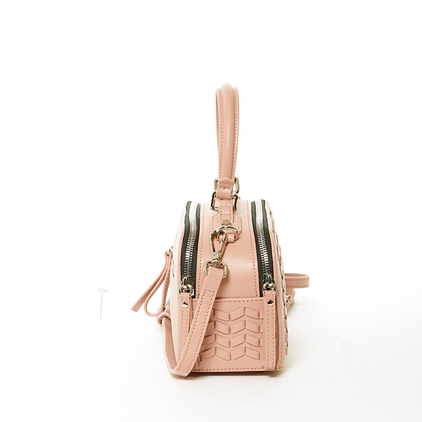 Women's Pink Woven Leather Crossbody Bag - SUSU Kayla Designer Handbag - Diazza