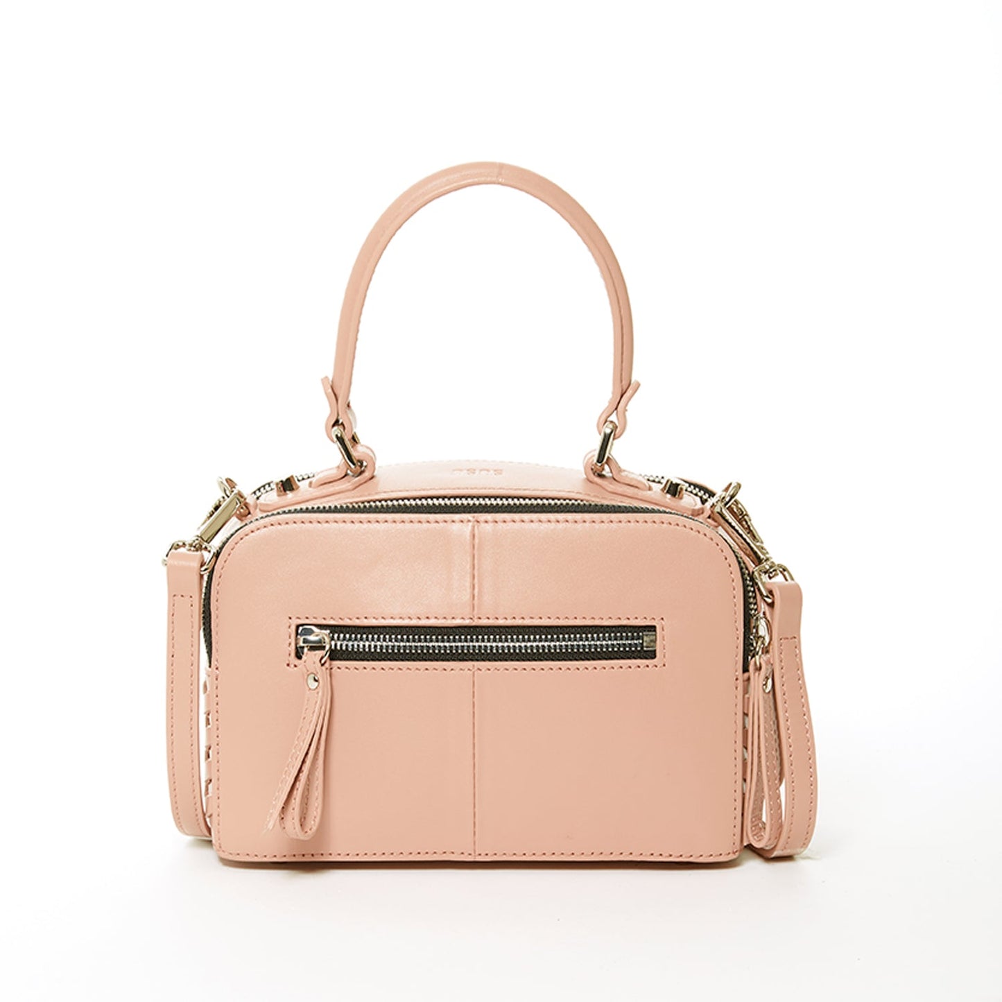 SUSU Kayla pink leather bag demonstrating 2-in-1 top handle and crossbody functionality
