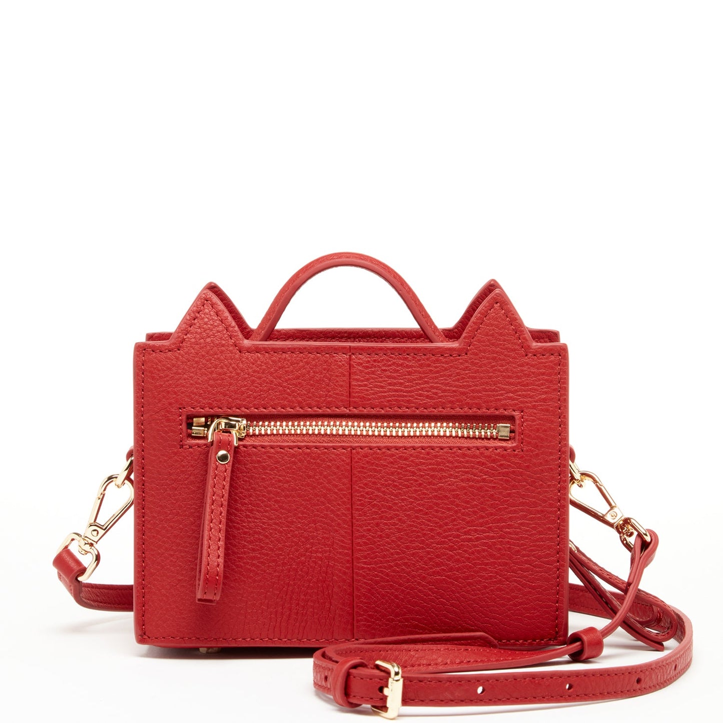 Women's Red Leather Cat Bag - SUSU Crossbody Purse with Cat Design - Diazza