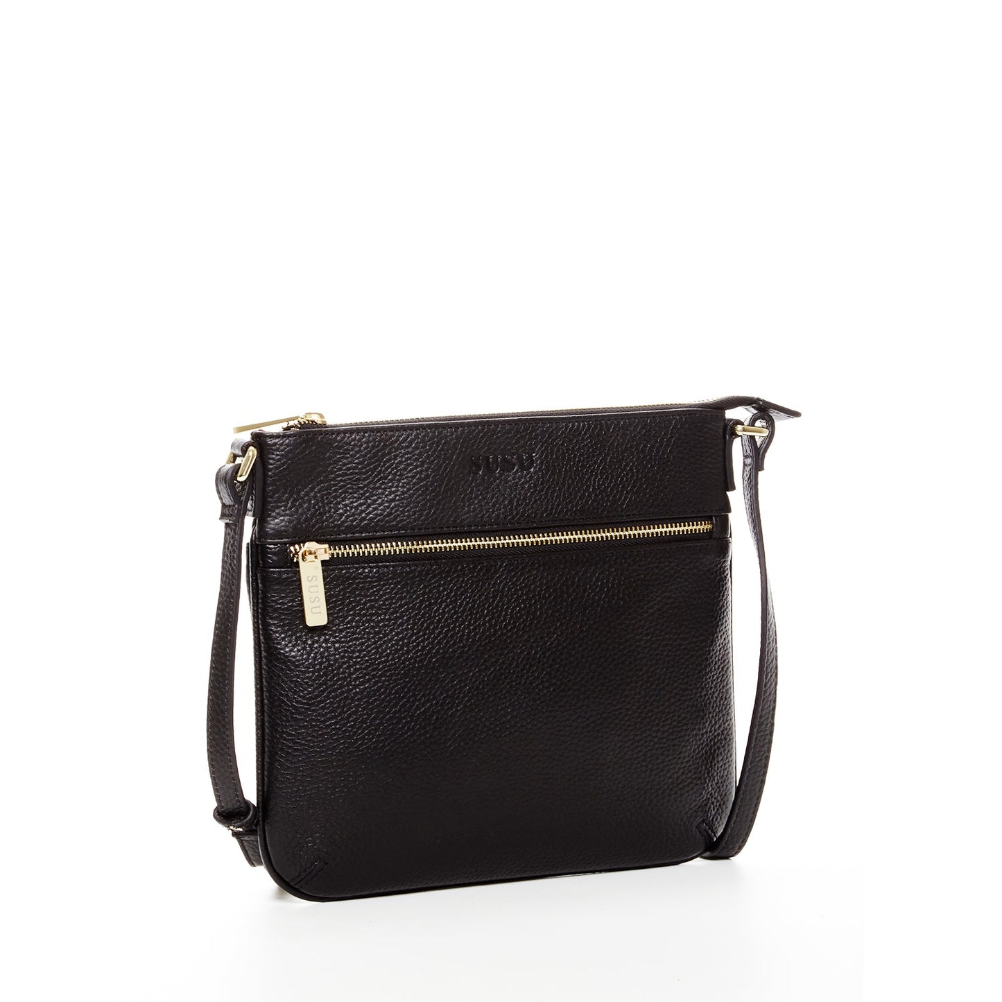 USU Saxon crossbody bag side view showing adjustable strap and zipper closure