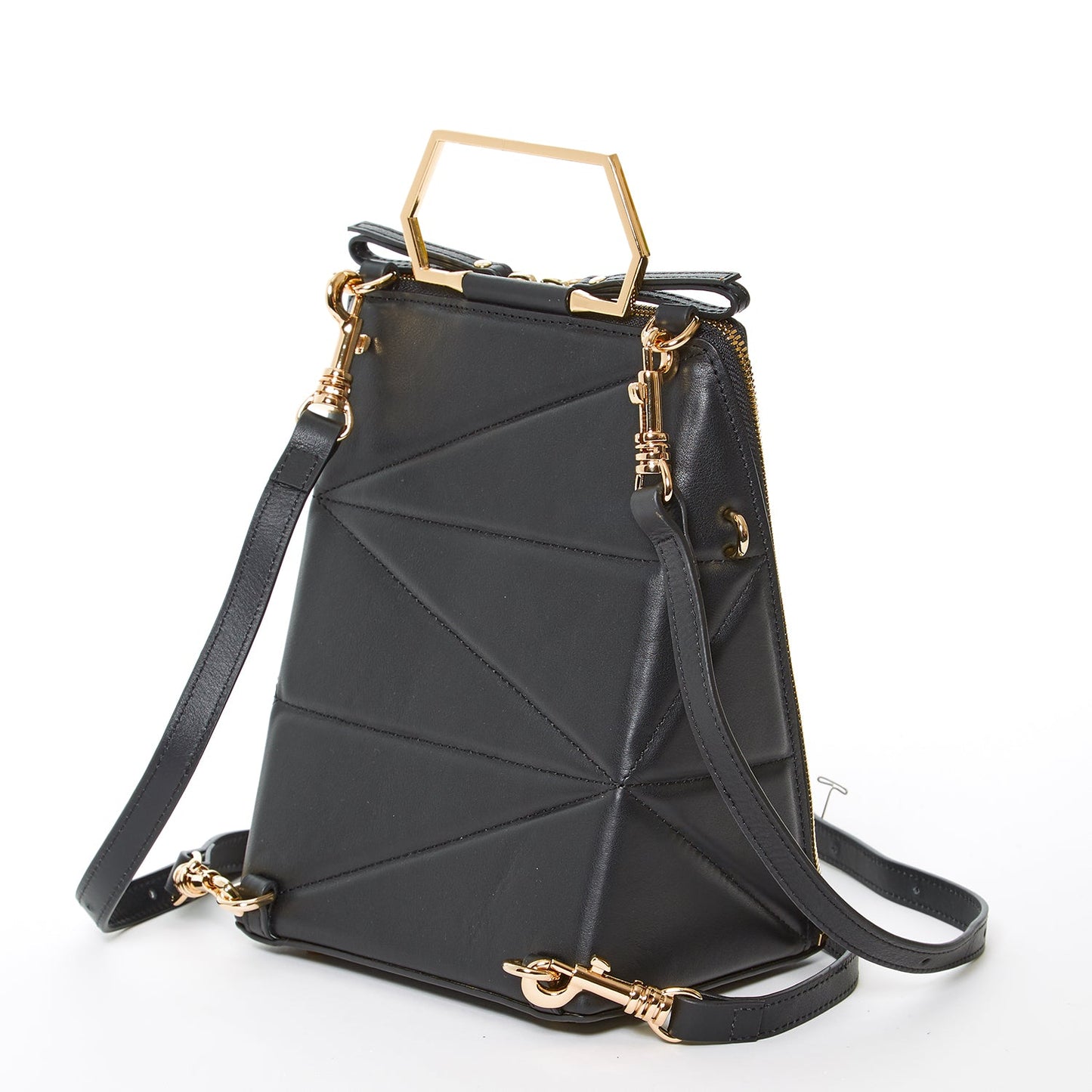 Women's Black Leather Convertible Backpack - SUSU 3-in-1 Crossbody Purse - Diazza