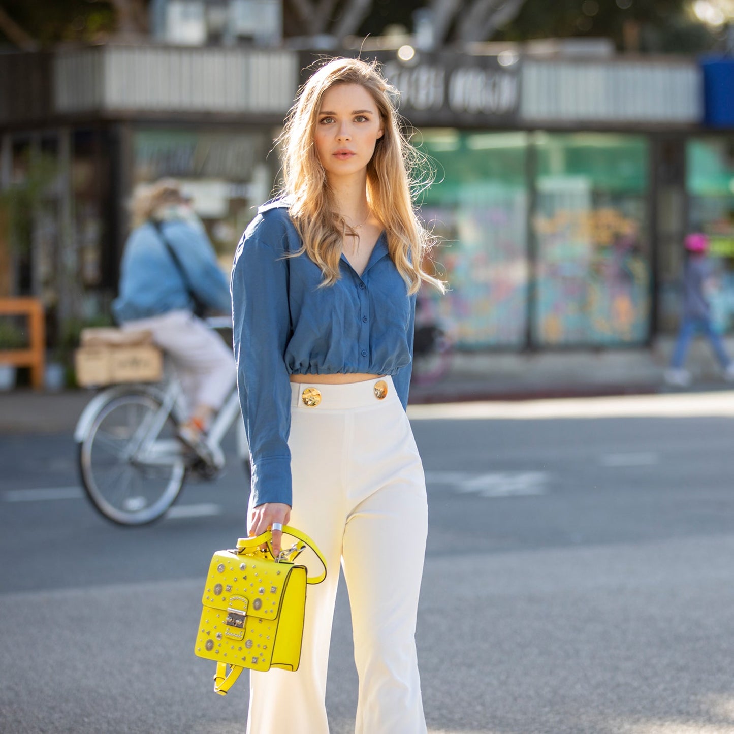 Women's Yellow Leather Convertible Backpack - SUSU Hollywood 3-in-1 Crossbody Purse - Diazza