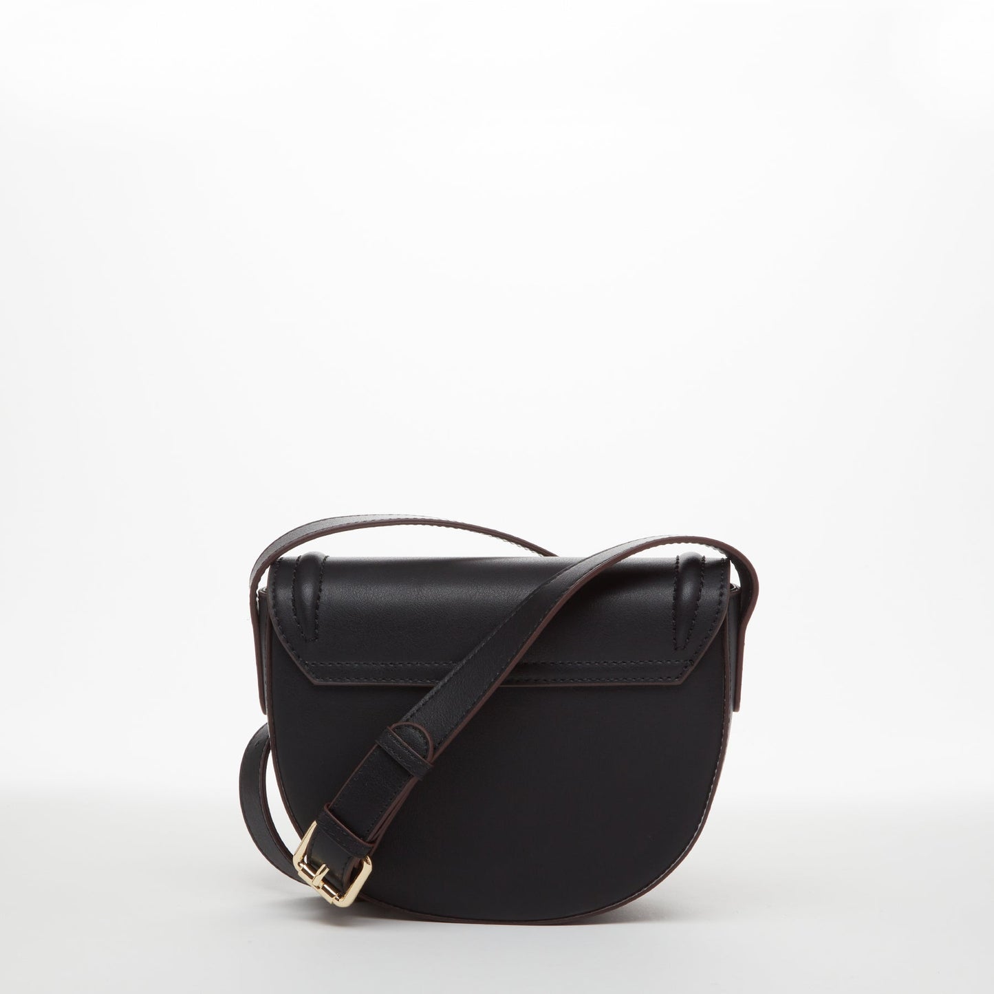 Women's Black Leather Saddle Bag - SUSU Crossbody Purse with Front Pocket - Diazza