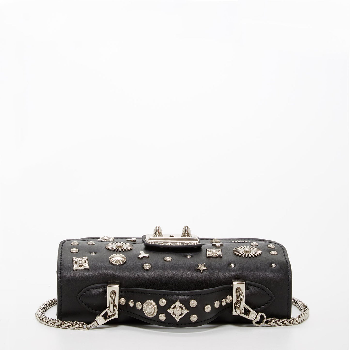 Women's Black Studded Leather Small Crossbody Bag - SUSU Hollywood Purse - Diazza