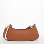 Brown Leather Baguette Bag - Women's Small Shoulder Handbag with Adjustable Strap - Diazza