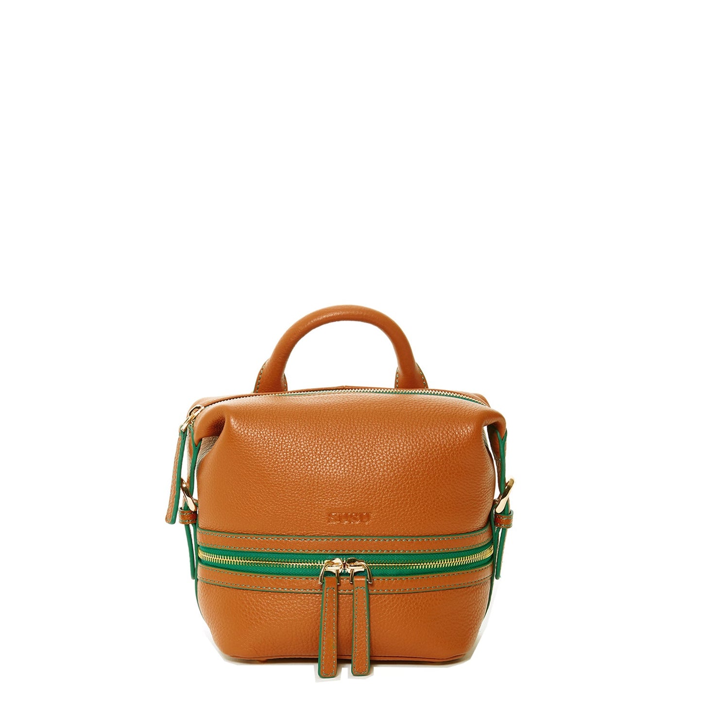 SUSU Ashley brown pebble leather convertible backpack with gold hardware and tassels