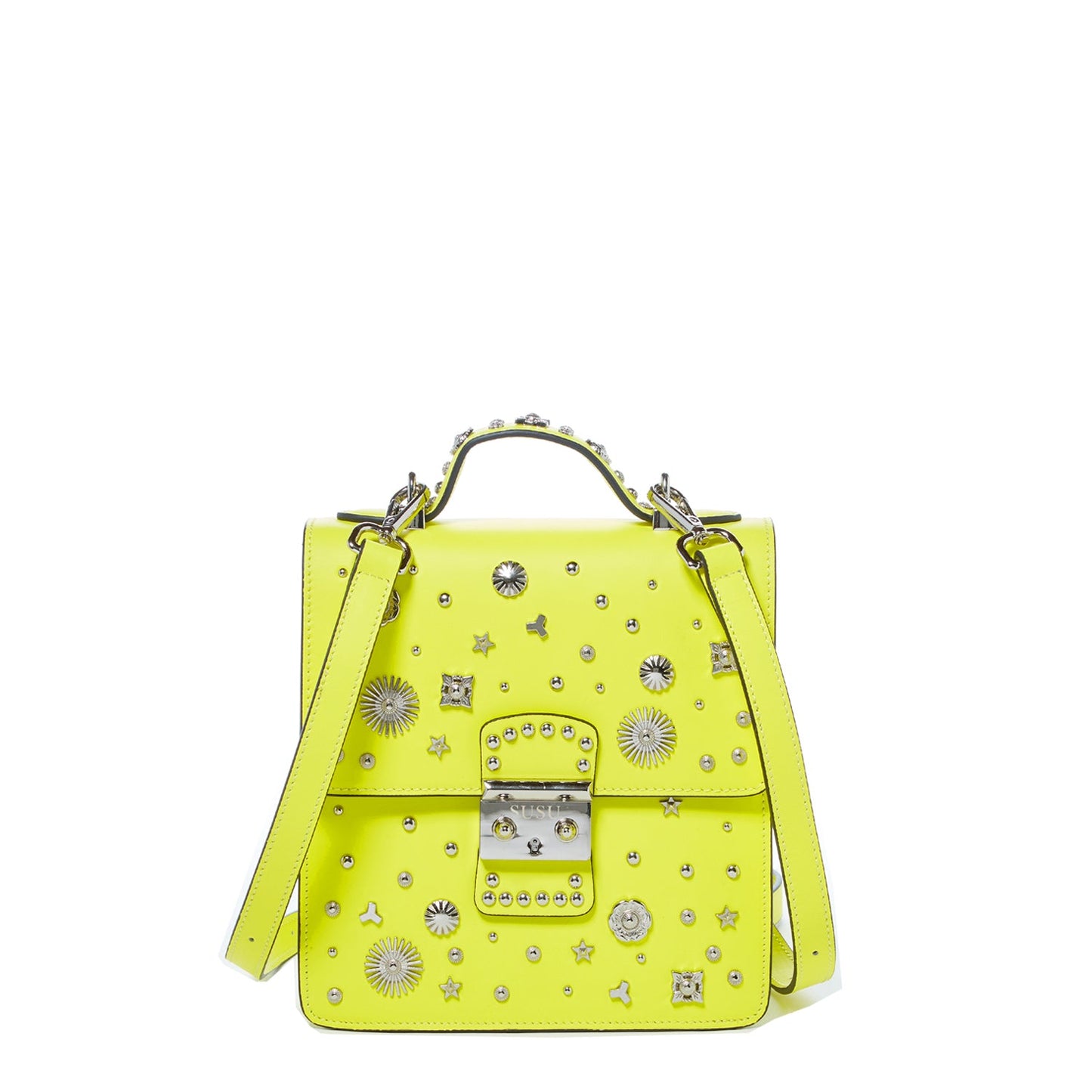 Women's Yellow Leather Convertible Backpack - SUSU Hollywood 3-in-1 Crossbody Purse - Diazza