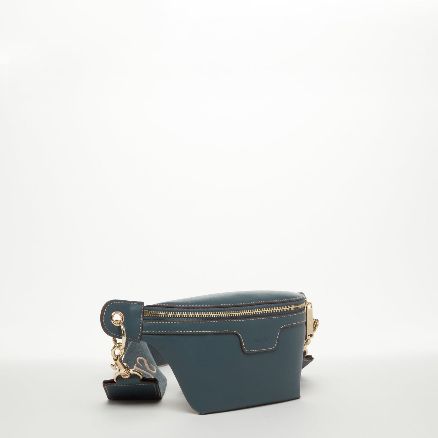 Women's Blue Leather Crossbody Sling Bag - SUSU Small Chest Shoulder Pack - Diazza
