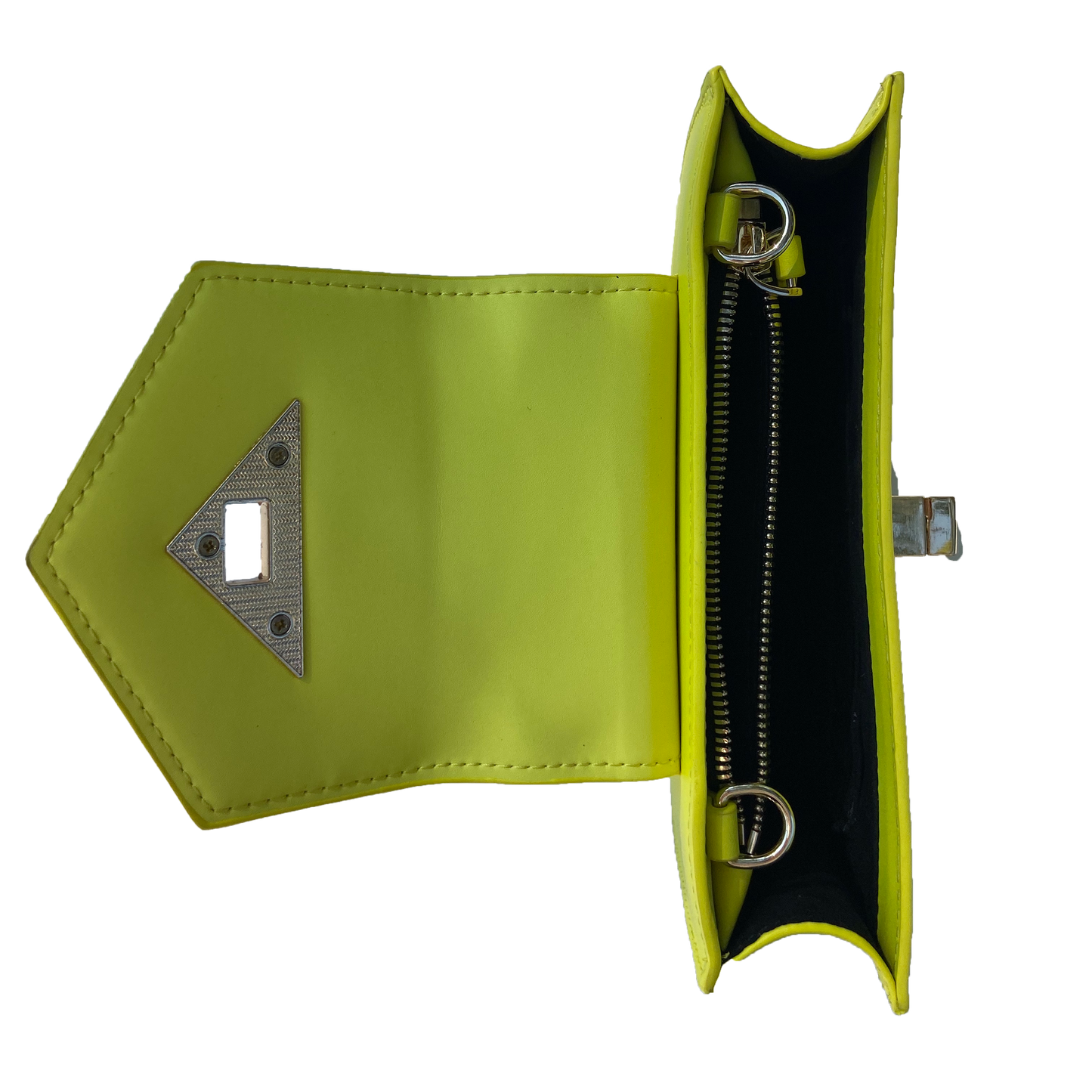 SUSU Mary yellow bag interior showing black lining and credit card slots