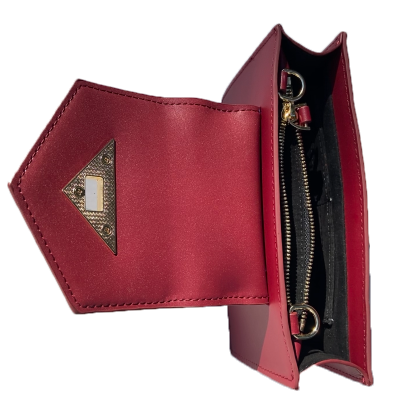 Women's Burgundy Leather Mini Crossbody Bag - SUSU Mary Wristlet Purse - Diazza