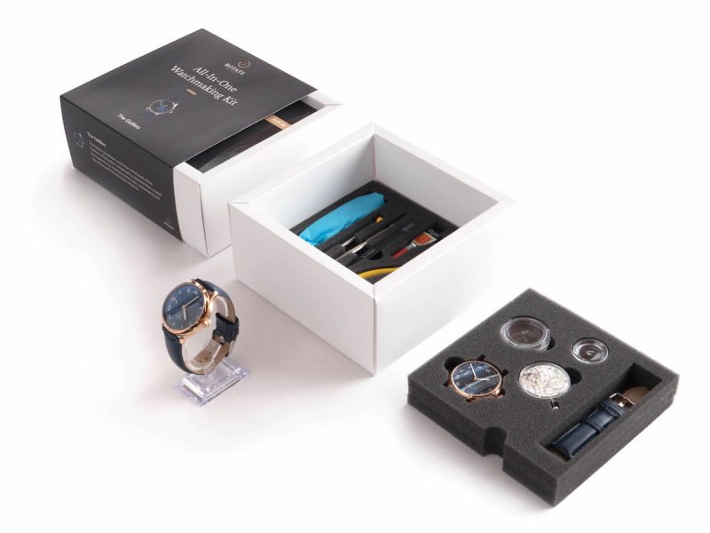 Rotate Galileo DIY mechanical watch kit 44mm blue and gold complete set with tools