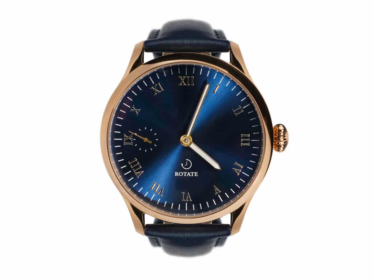 Rotate Galileo 44mm watch case in blue and gold cosmic design