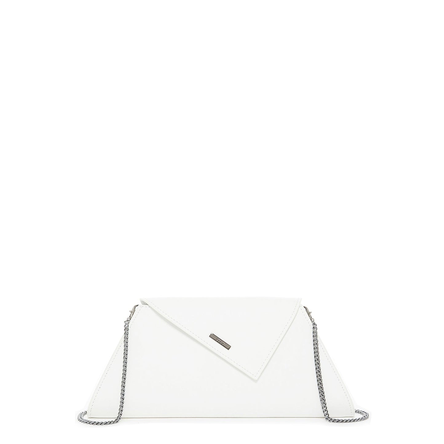 Women's White Leather Clutch Bag - SUSU Evening Crossbody Purse with Chain - Diazza