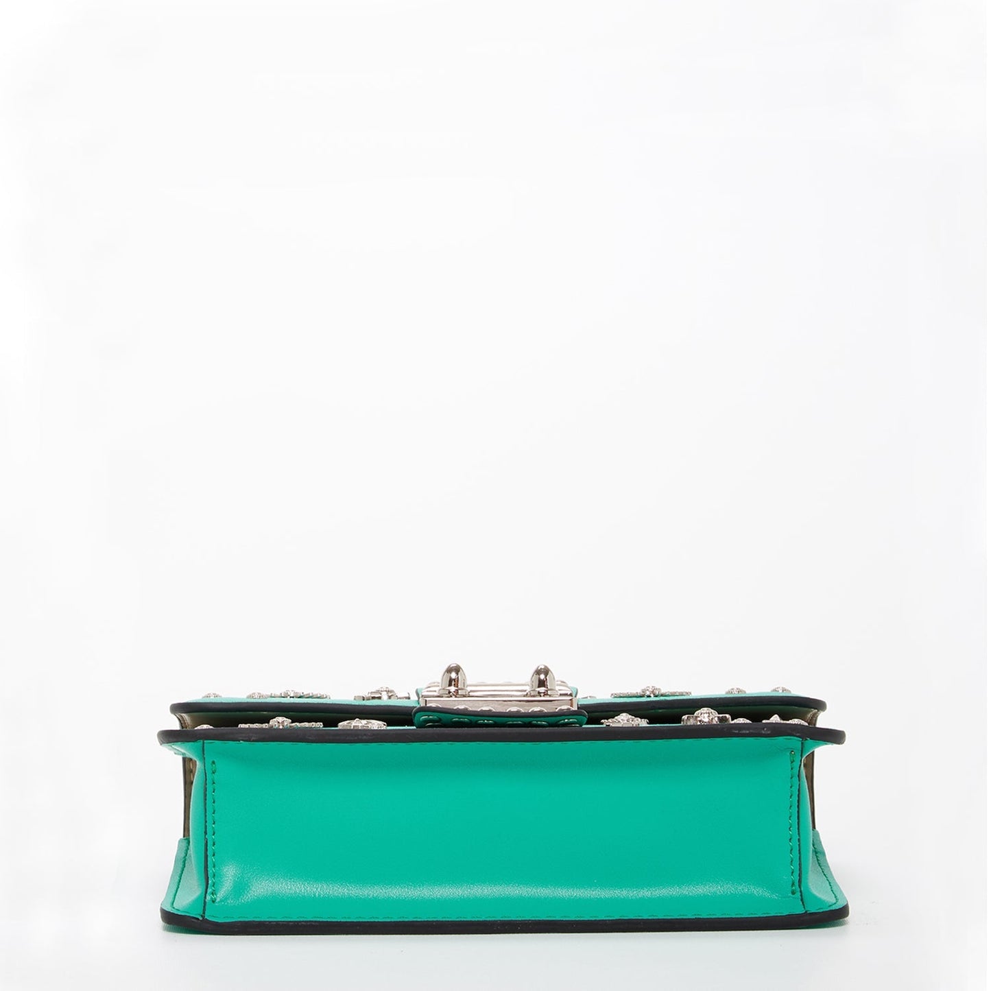 Women's Arcadia Green Studded Leather Small Crossbody Bag - SUSU Hollywood Purse - Diazza