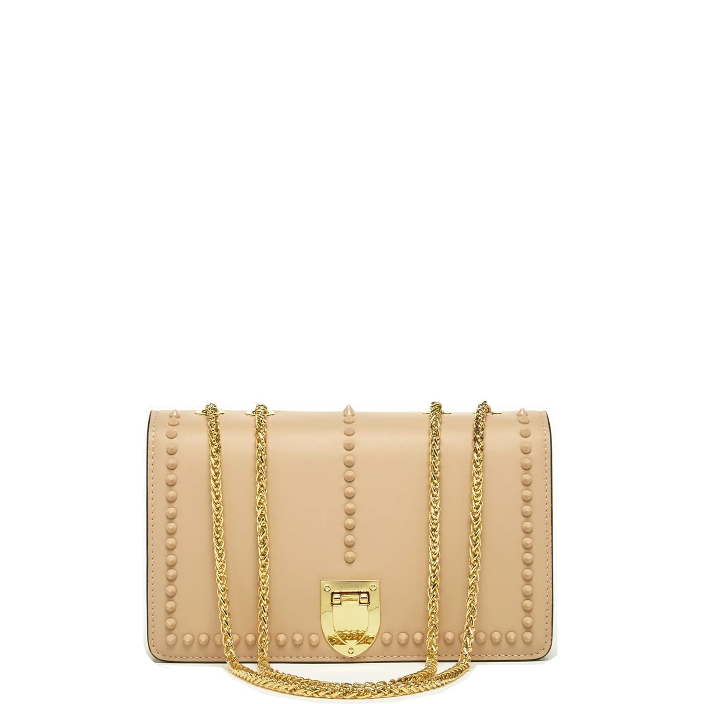 Women's Beige Leather Chain Shoulder Bag - SUSU Josie Medium Crossbody Purse - Diazza