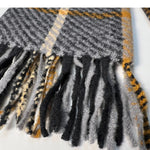 Women's Black and Grey Striped Scarf - Winter Plaid Scarf 80x25 inches - 8.5 oz - Diazza