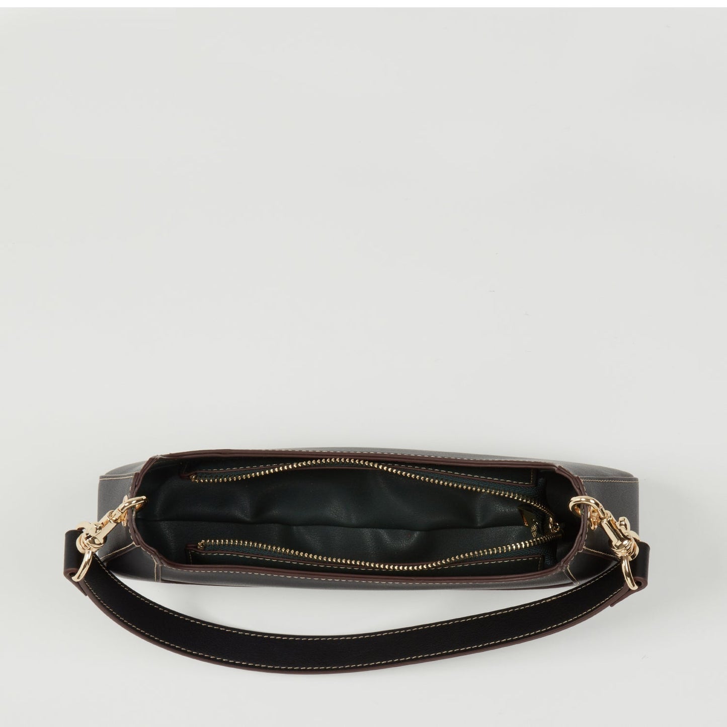 Women's Black Leather Baguette Bag - SUSU Small 90s Y2K Shoulder Purse - Diazza