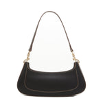 Women's Black Leather Baguette Bag - SUSU Small 90s Y2K Shoulder Purse - Diazza