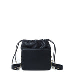 Women's Black Leather Bucket Bag - SUSU Patricia Drawstring Medium Purse - Diazza