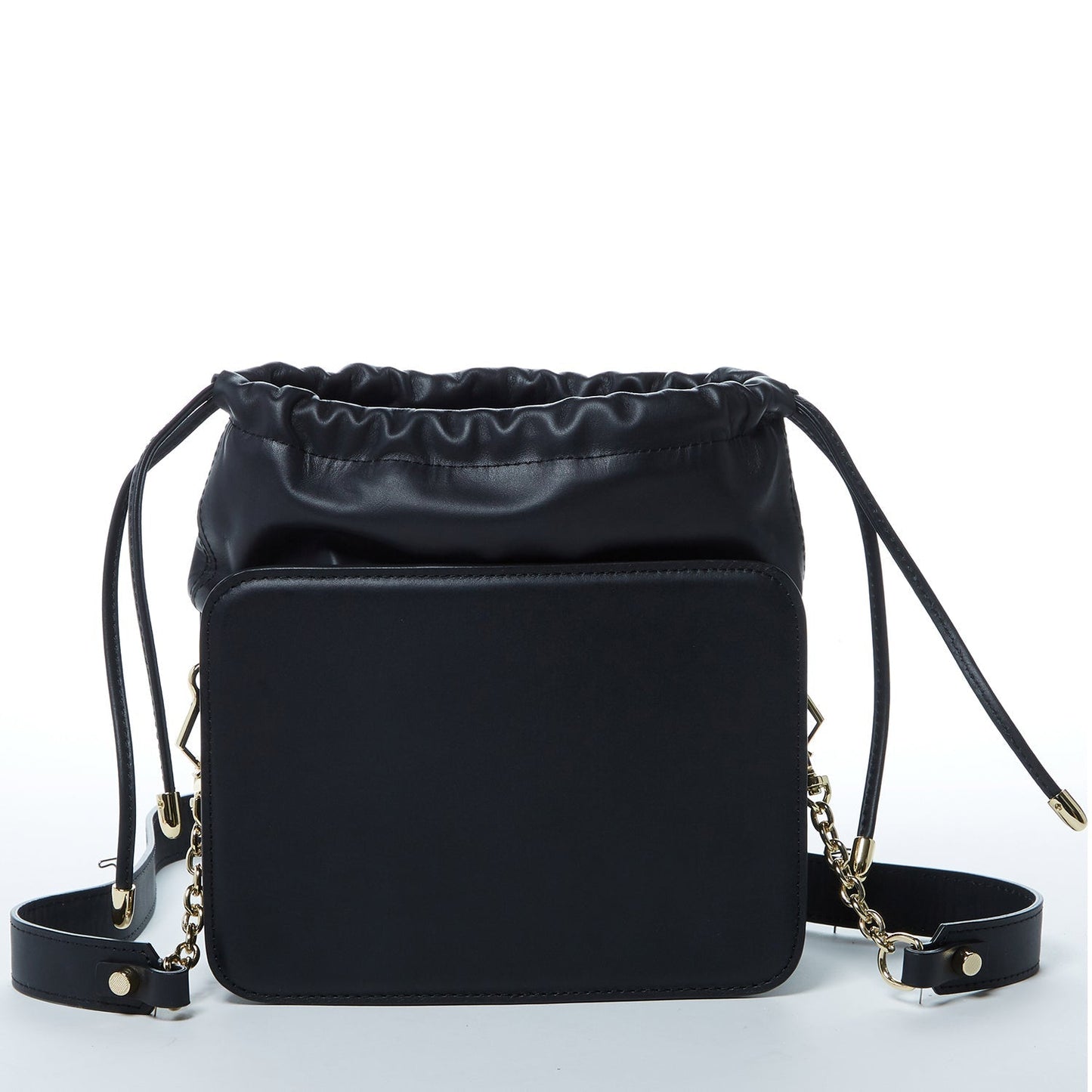 Women's Black Leather Bucket Bag - SUSU Patricia Snakeskin Print Drawstring Purse - Diazza