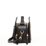 Women's Black Leather Cat Bag - SUSU Crossbody Purse with Cat Design - Diazza