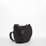 Women's Black Leather Saddle Bag - SUSU Crossbody Purse with Front Pocket - Diazza