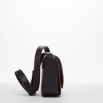 Women's Black Leather Saddle Bag - SUSU Crossbody Purse with Front Pocket - Diazza