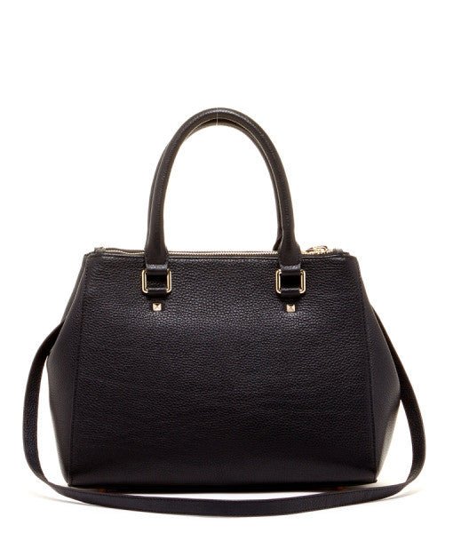 Women's Black Leather Satchel Bag - SUSU Chloe Large Handbag with Crossbody Strap - Diazza