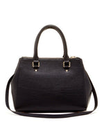 Women's Black Leather Satchel Bag - SUSU Chloe Large Handbag with Crossbody Strap - Diazza
