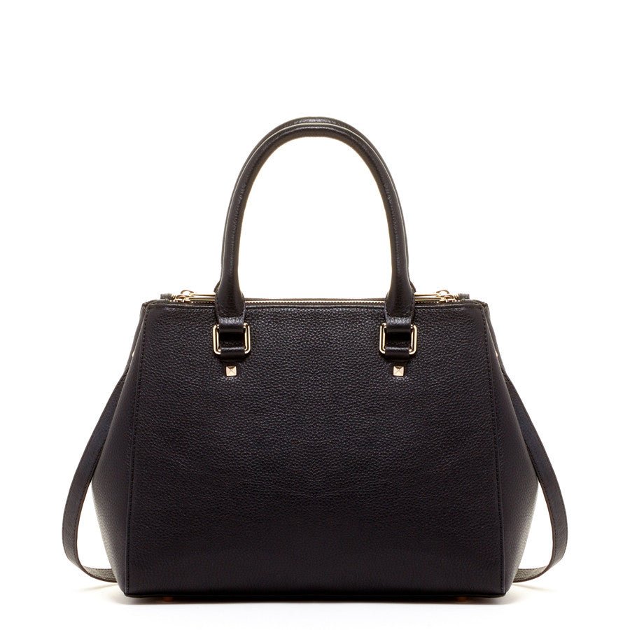 Women's Black Leather Satchel Bag - SUSU Chloe Large Handbag with Crossbody Strap - Diazza