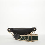 Women's Black Leather Sling Bag - SUSU Small Crossbody Chest Bag - Diazza