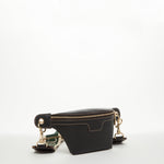 Women's Black Leather Sling Bag - SUSU Small Crossbody Chest Bag - Diazza