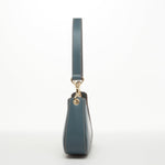 Women's Blue Leather Baguette Bag - SUSU Small 90s Y2K Shoulder Purse - Diazza