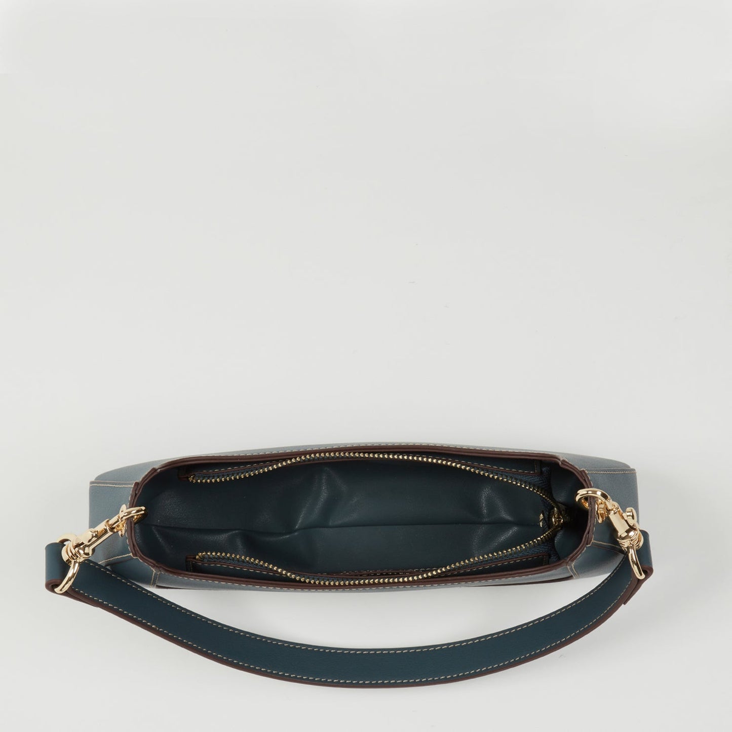 Women's Blue Leather Baguette Bag - SUSU Small 90s Y2K Shoulder Purse - Diazza