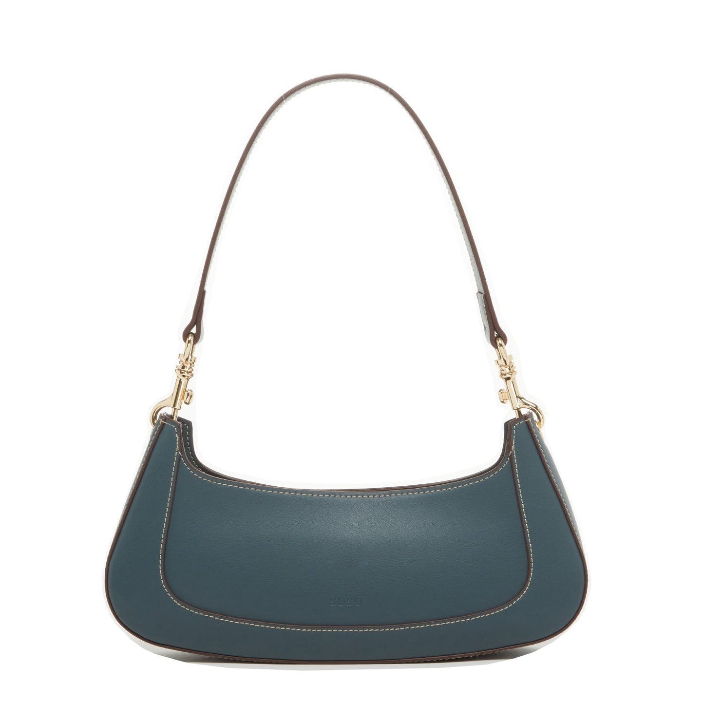 Women's Blue Leather Baguette Bag - SUSU Small 90s Y2K Shoulder Purse - Diazza