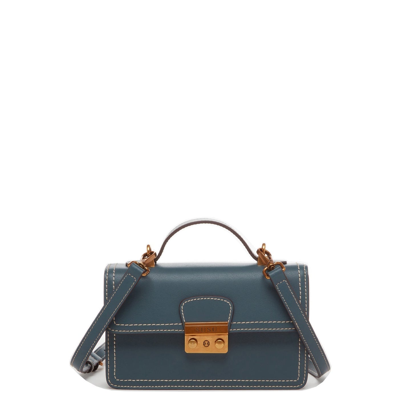 Women's Blue Leather Small Crossbody Bag - SUSU Compact Travel Purse - Diazza