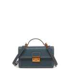 Women's Blue Leather Small Crossbody Bag - SUSU Compact Travel Purse - Diazza