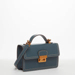 Women's Blue Leather Small Crossbody Bag - SUSU Compact Travel Purse - Diazza